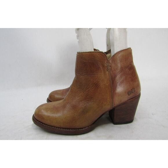 BED STU Womens Size 8.5 M Brown Leather Zip Ankle Cowboy Boots